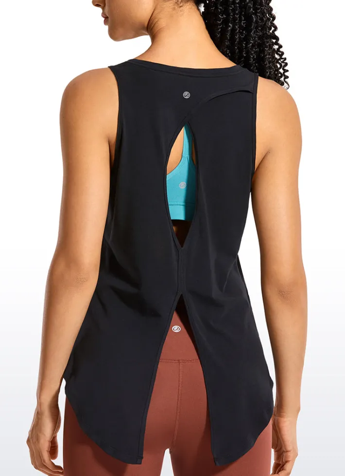 Shop CRZ YOGA Pima Cotton Tank Split Open Back