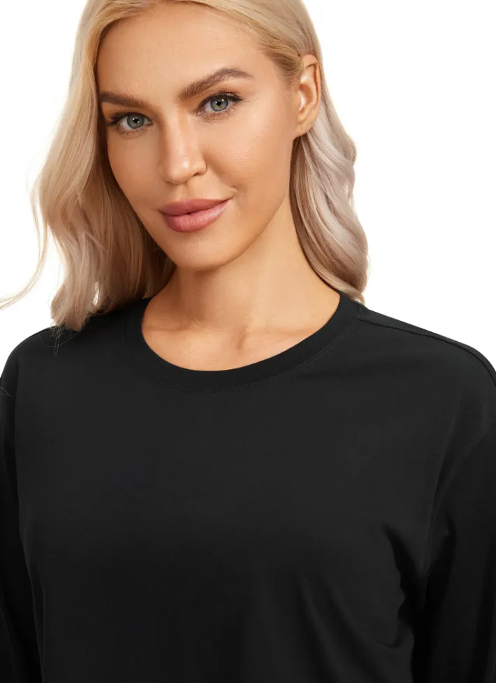 Best Sale CRZ YOGA Pima Cotton Workout Cropped Long Sleeve