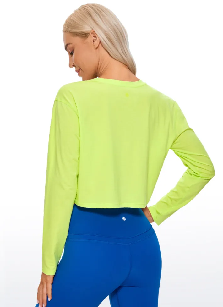 Best Sale CRZ YOGA Pima Cotton Workout Cropped Long Sleeve