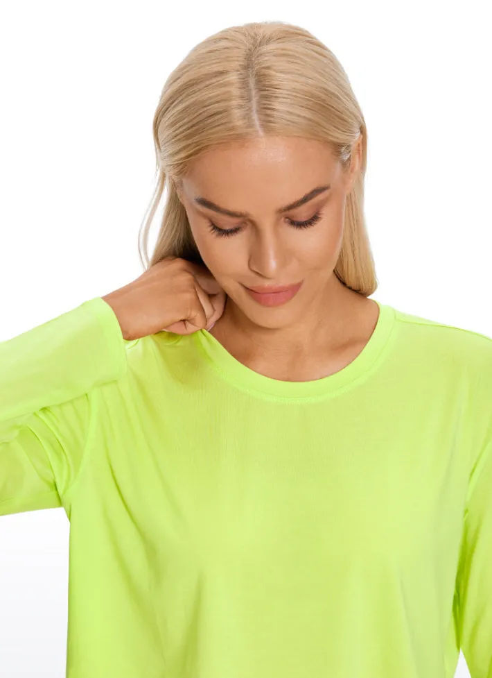 Best Sale CRZ YOGA Pima Cotton Workout Cropped Long Sleeve