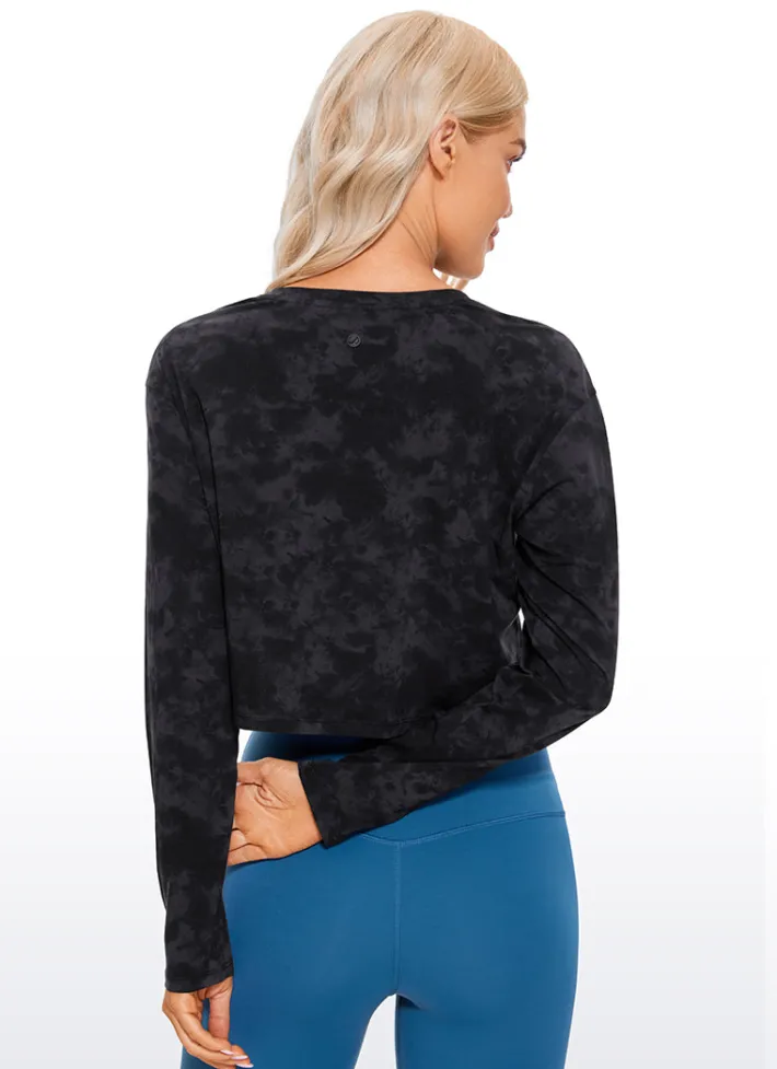 Best Sale CRZ YOGA Pima Cotton Workout Cropped Long Sleeve