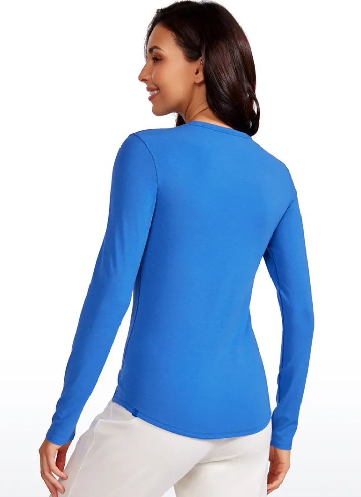 Clearance CRZ YOGA Ribbed Crewneck Hip Length Long Sleeves