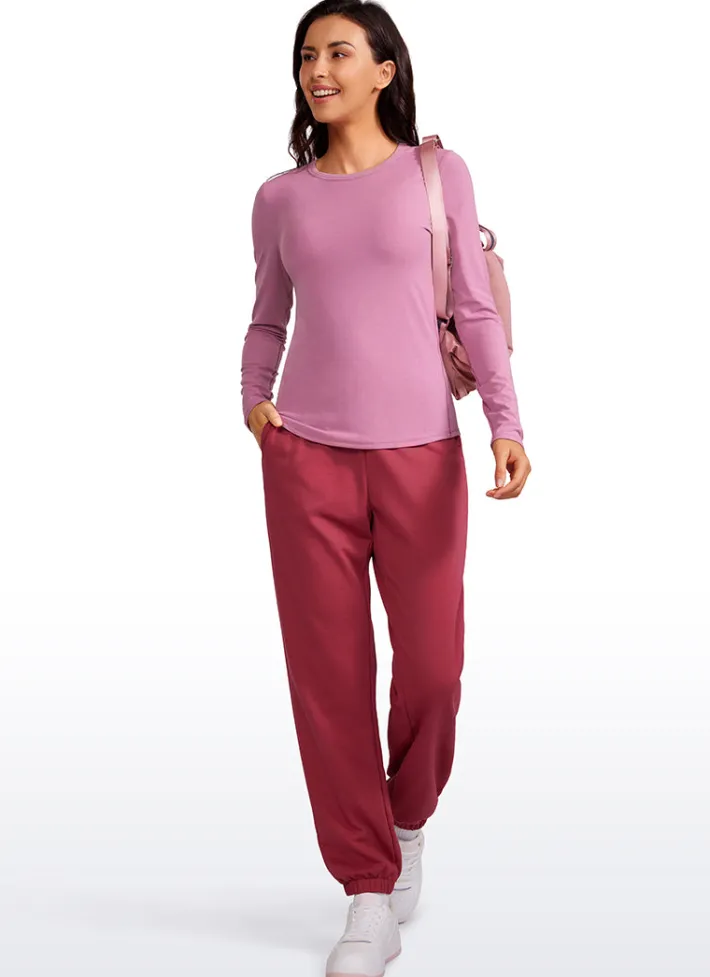 Clearance CRZ YOGA Ribbed Crewneck Hip Length Long Sleeves