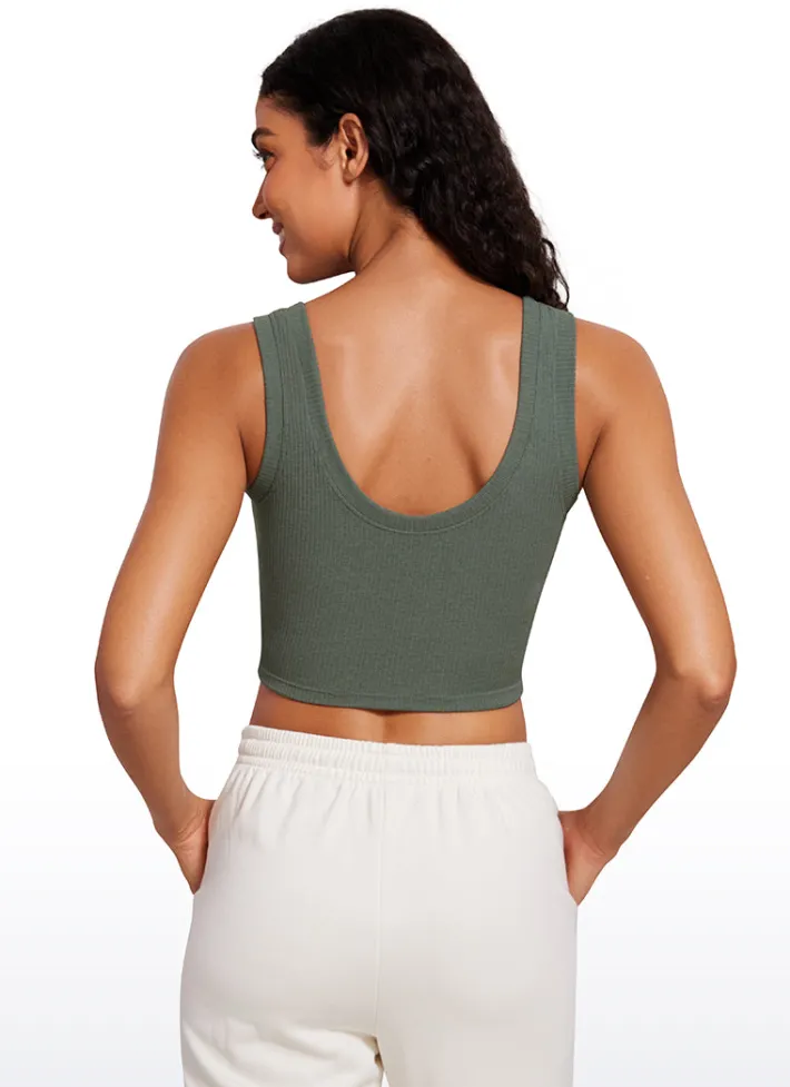 Clearance CRZ YOGA Ribbed Cropped Length Scoop Neck Tank