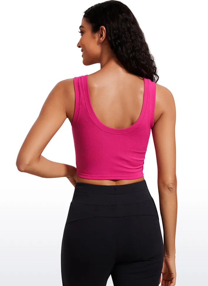 Clearance CRZ YOGA Ribbed Cropped Length Scoop Neck Tank