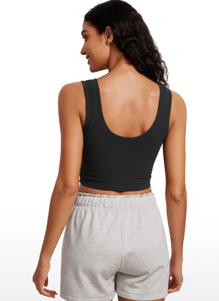 Clearance CRZ YOGA Ribbed Cropped Length Scoop Neck Tank