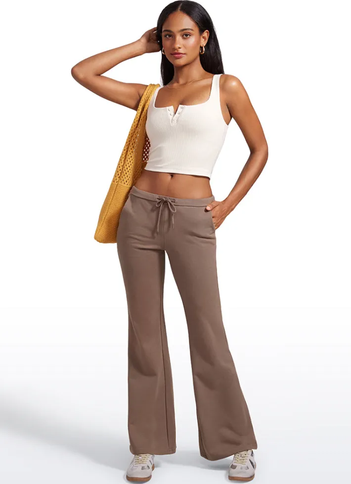 Flash Sale CRZ YOGA Ribbed Henley Neck Build-in Bra Tanks