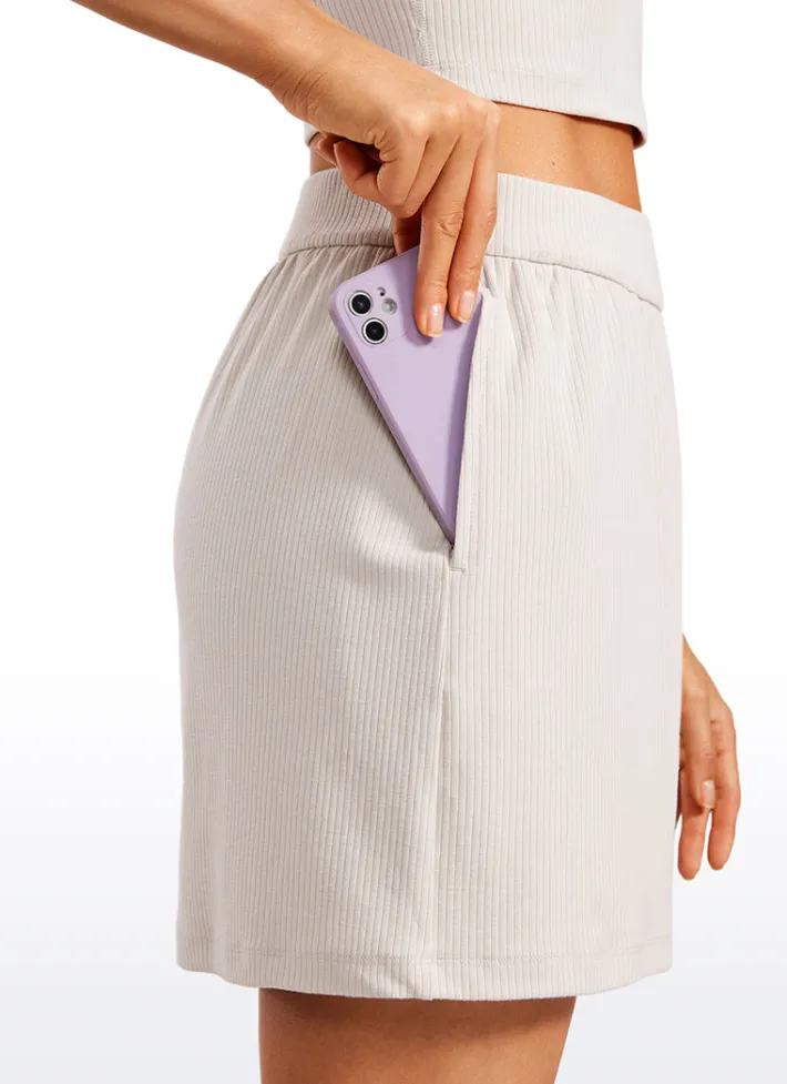 Hot CRZ YOGA Ribbed High Waist A Line Pocketed Tennis Skirts 14''
