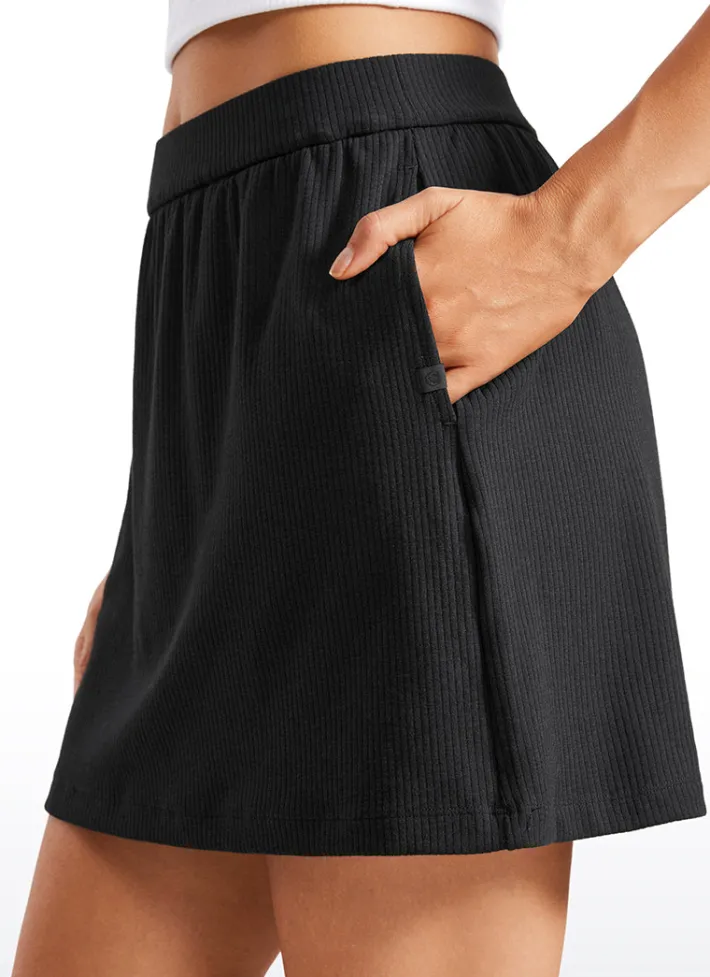 Hot CRZ YOGA Ribbed High Waist A Line Pocketed Tennis Skirts 14''