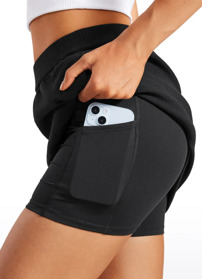 Hot CRZ YOGA Ribbed High Waist A Line Pocketed Tennis Skirts 14''