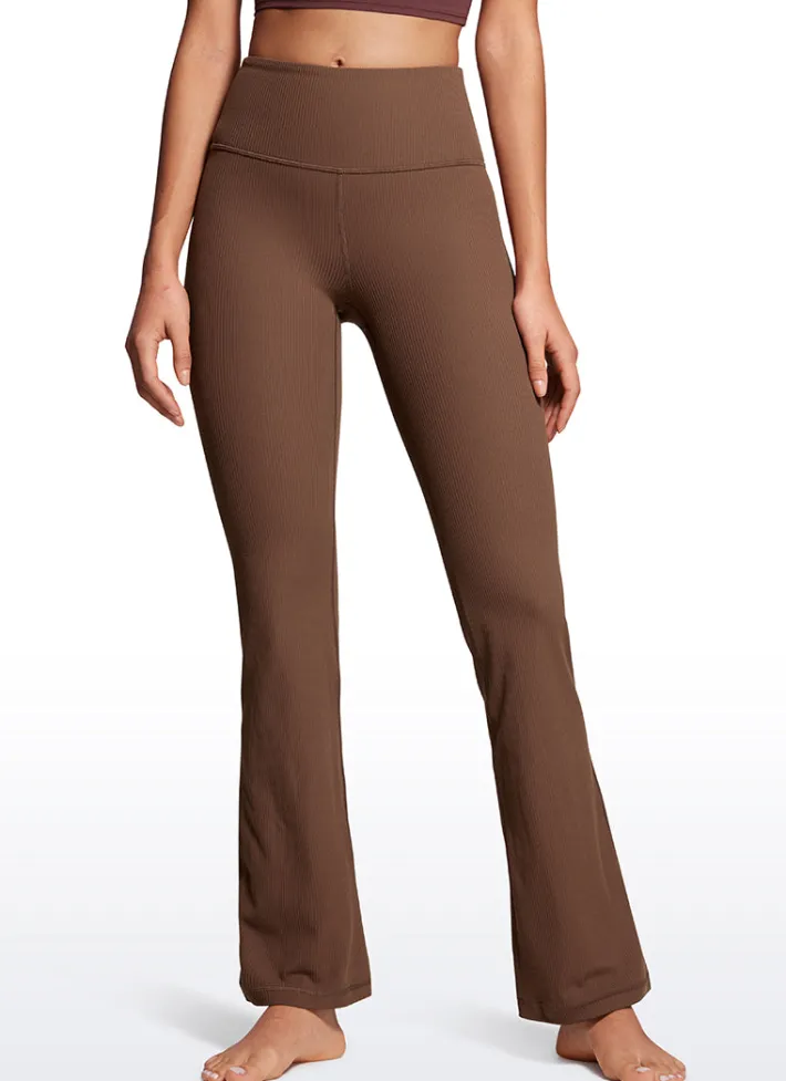 Sale CRZ YOGA Ribbed High Waist Pocket Flare Leggings 31"