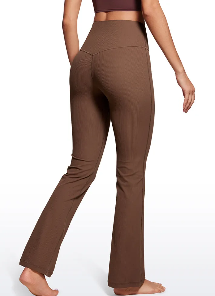Sale CRZ YOGA Ribbed High Waist Pocket Flare Leggings 31"