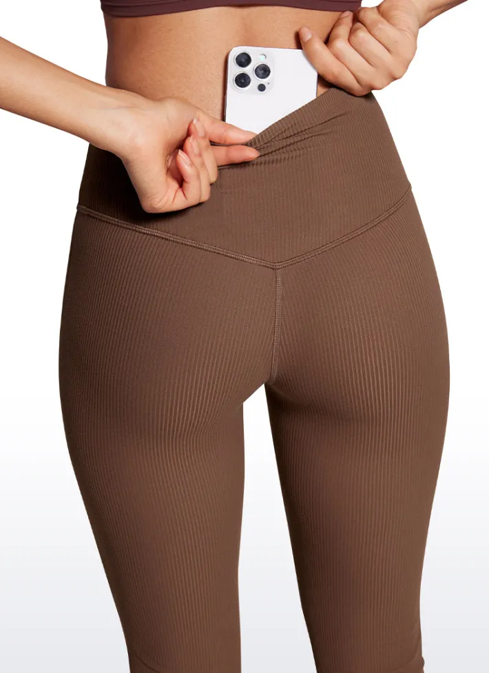 Sale CRZ YOGA Ribbed High Waist Pocket Flare Leggings 31"
