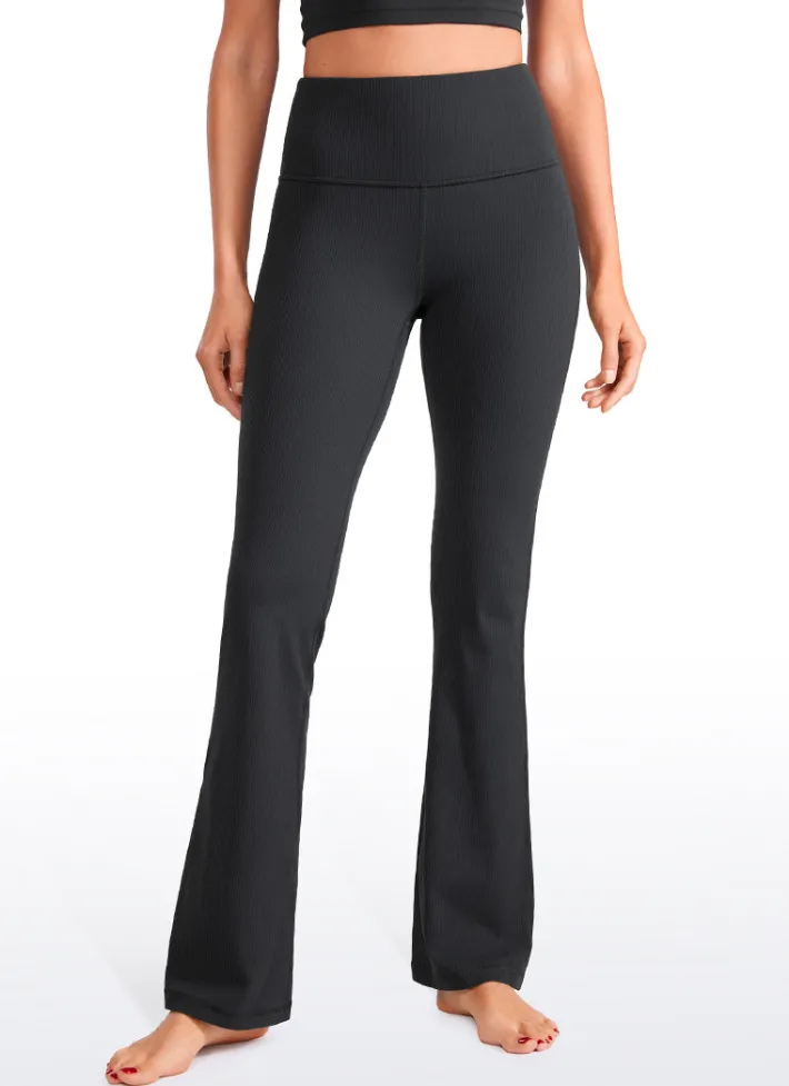 Sale CRZ YOGA Ribbed High Waist Pocket Flare Leggings 31"