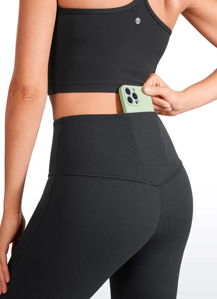 Sale CRZ YOGA Ribbed High Waist Pocket Flare Leggings 31"