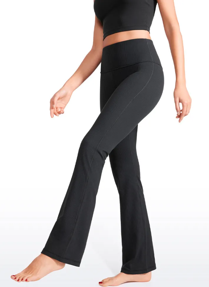 Sale CRZ YOGA Ribbed High Waist Pocket Flare Leggings 31"