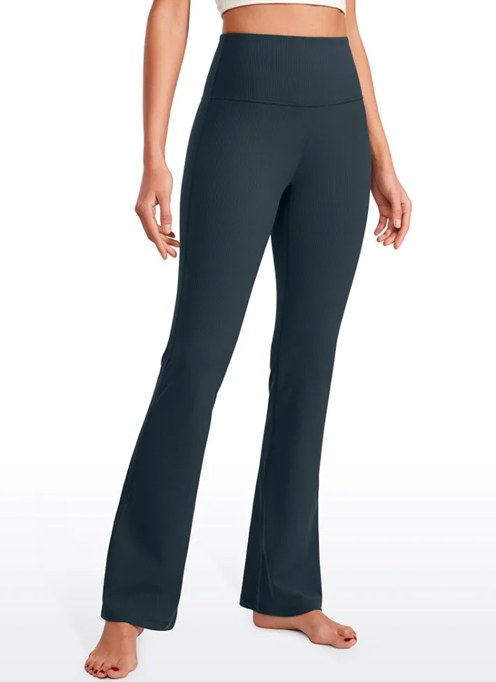 Sale CRZ YOGA Ribbed High Waist Pocket Flare Leggings 31"