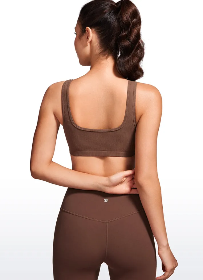 Hot CRZ YOGA Ribbed Square Neck Padded Mini Bra