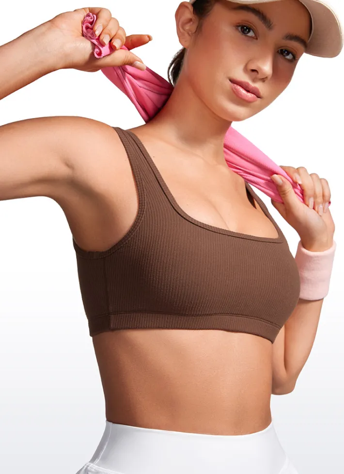 Hot CRZ YOGA Ribbed Square Neck Padded Mini Bra