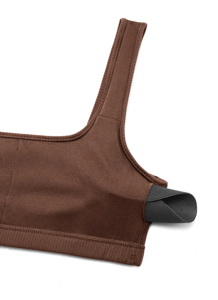 Hot CRZ YOGA Ribbed Square Neck Padded Mini Bra