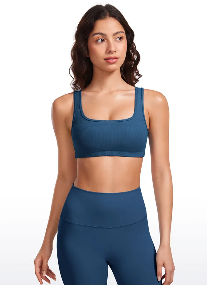 Hot CRZ YOGA Ribbed Square Neck Padded Mini Bra