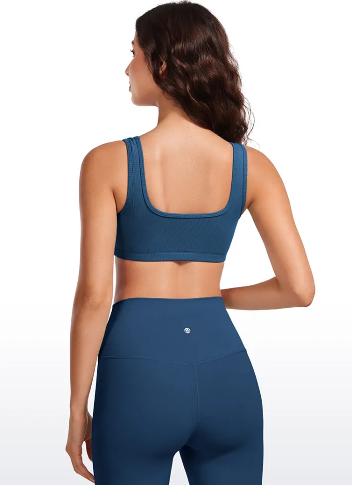 Hot CRZ YOGA Ribbed Square Neck Padded Mini Bra