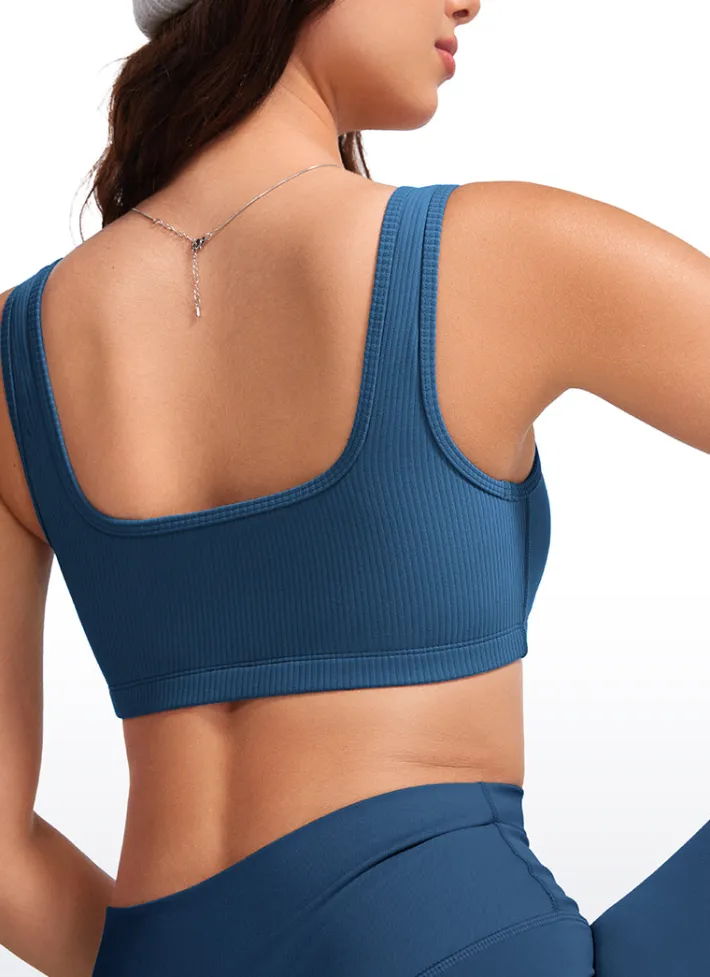 Hot CRZ YOGA Ribbed Square Neck Padded Mini Bra