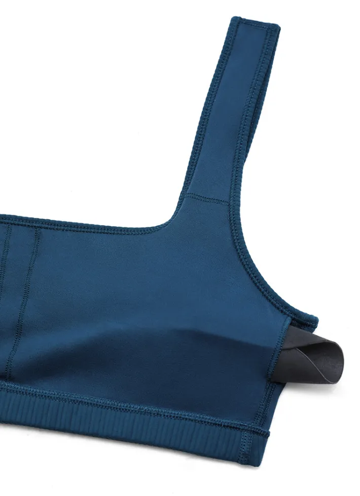 Hot CRZ YOGA Ribbed Square Neck Padded Mini Bra