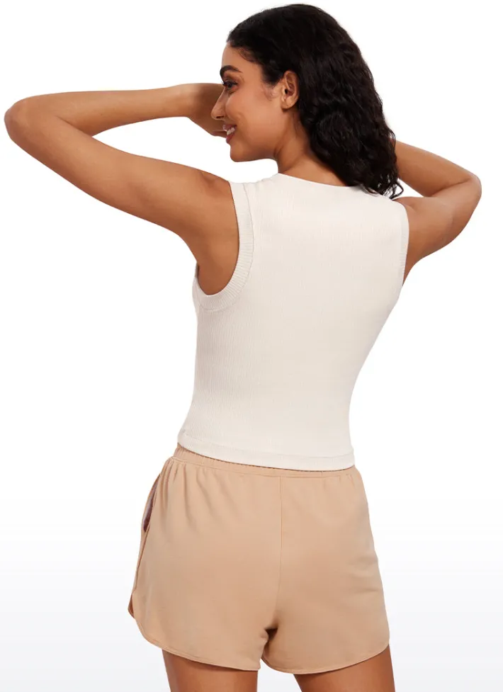 Online CRZ YOGA Ribbed Waist Length High Neck Tank