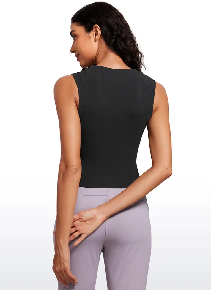 Online CRZ YOGA Ribbed Waist Length High Neck Tank