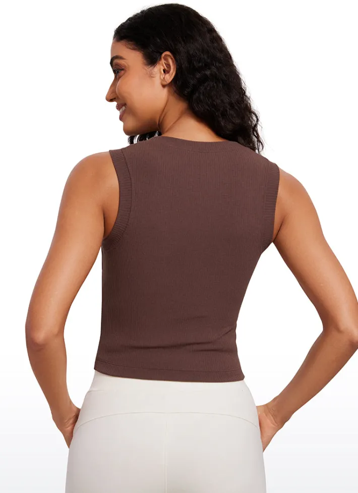 Online CRZ YOGA Ribbed Waist Length High Neck Tank