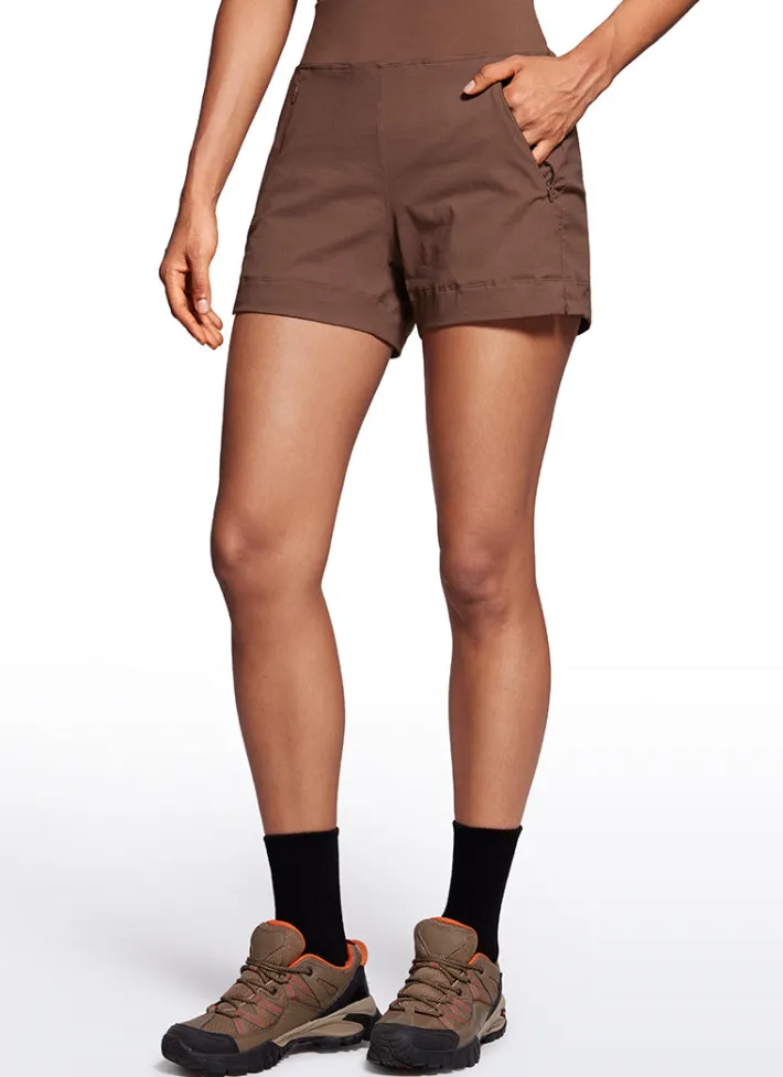 Shop CRZ YOGA Ripstop Mid-Rise Hiking Shorts with Zip Pockets 4''