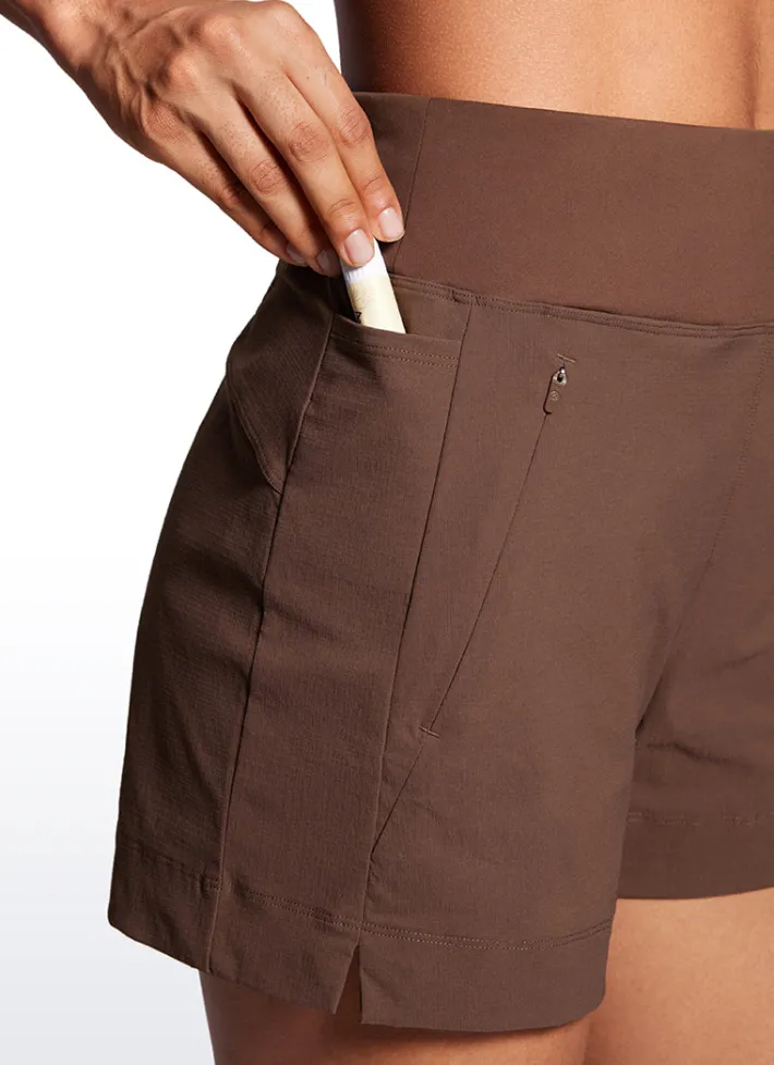 Shop CRZ YOGA Ripstop Mid-Rise Hiking Shorts with Zip Pockets 4''