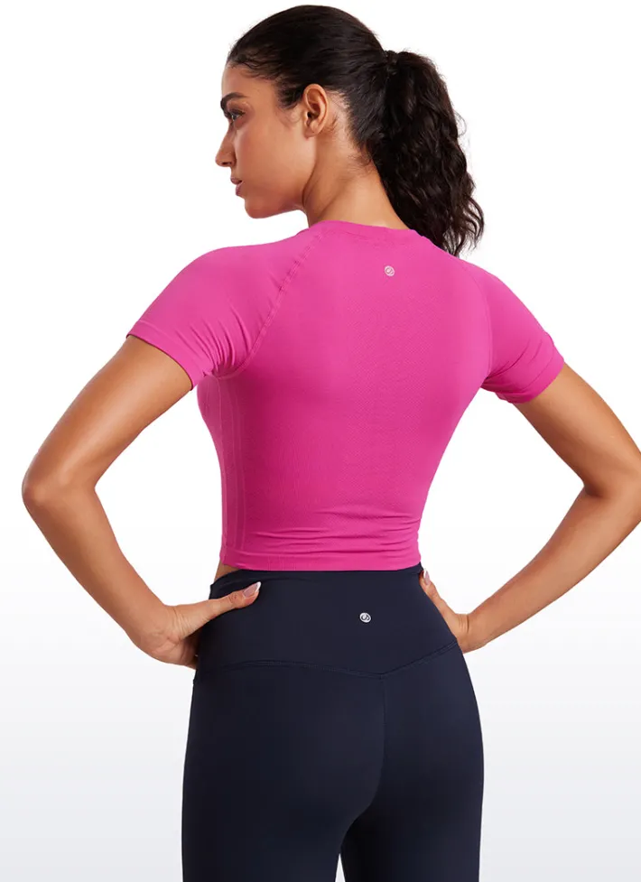 Flash Sale CRZ YOGA Seamless Crew Neck Cropped Short Sleeves