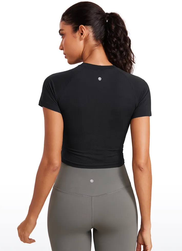 Flash Sale CRZ YOGA Seamless Crew Neck Cropped Short Sleeves
