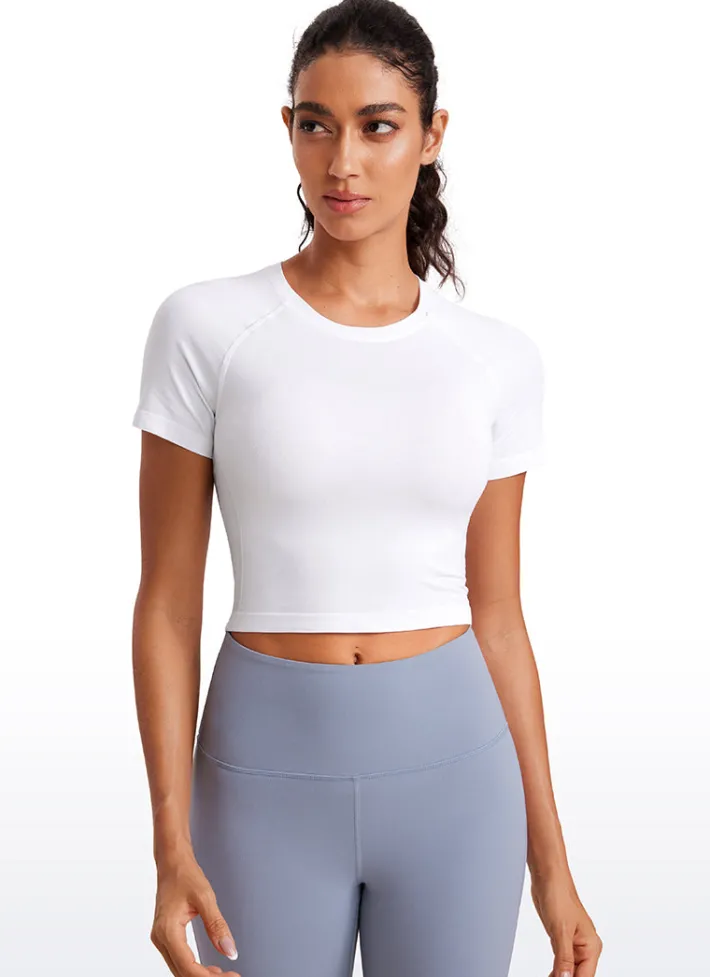 Flash Sale CRZ YOGA Seamless Crew Neck Cropped Short Sleeves