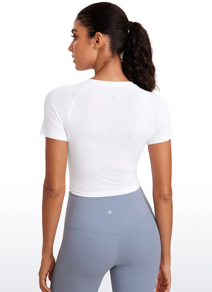 Flash Sale CRZ YOGA Seamless Crew Neck Cropped Short Sleeves