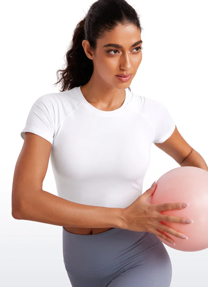 Flash Sale CRZ YOGA Seamless Crew Neck Cropped Short Sleeves