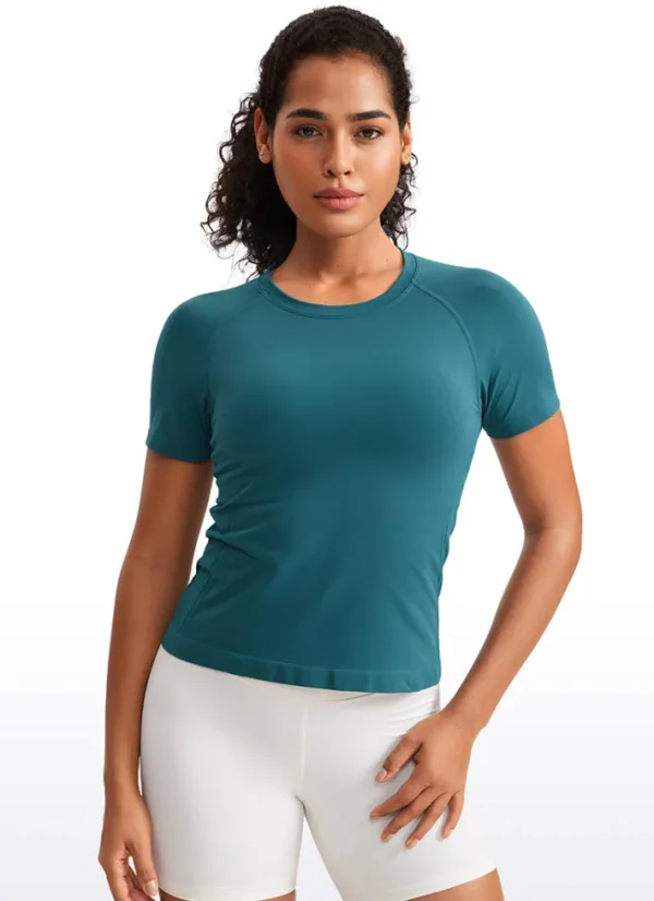 Cheap CRZ YOGA Seamless Crewneck Short Sleeve Shirts Waist Length