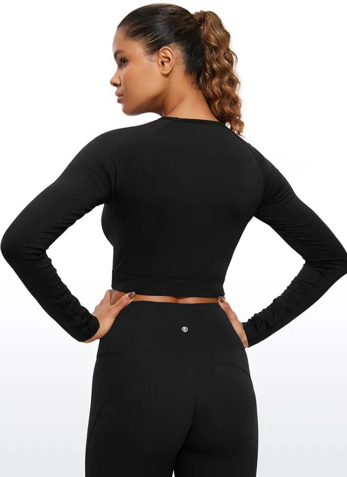 Cheap CRZ YOGA Seamless Cropped Long Sleeve Slim Fit