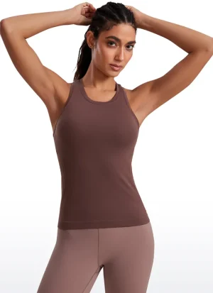 Best CRZ YOGA Seamless High Crewneck Racerback Tanks