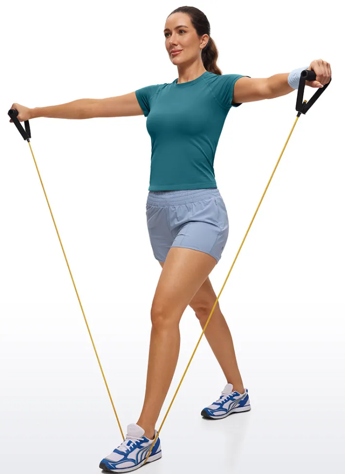 Fashion CRZ YOGA Seamless High Neck Short Sleeves Waist Length