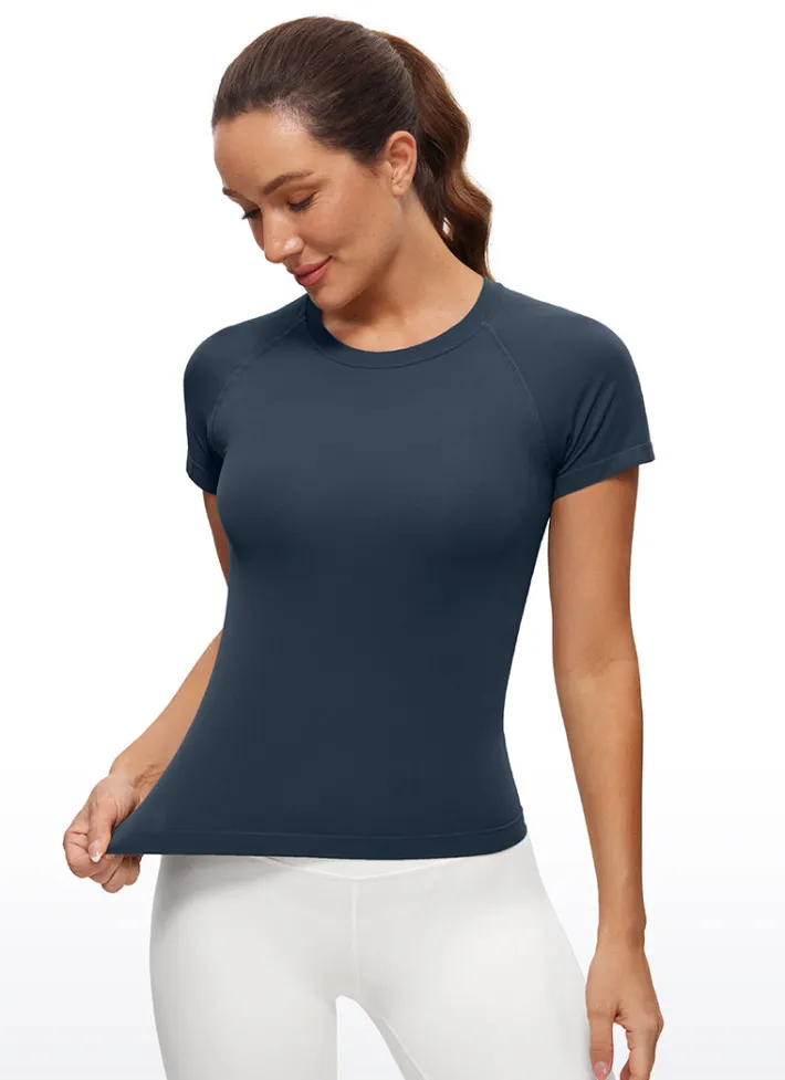 Fashion CRZ YOGA Seamless High Neck Short Sleeves Waist Length