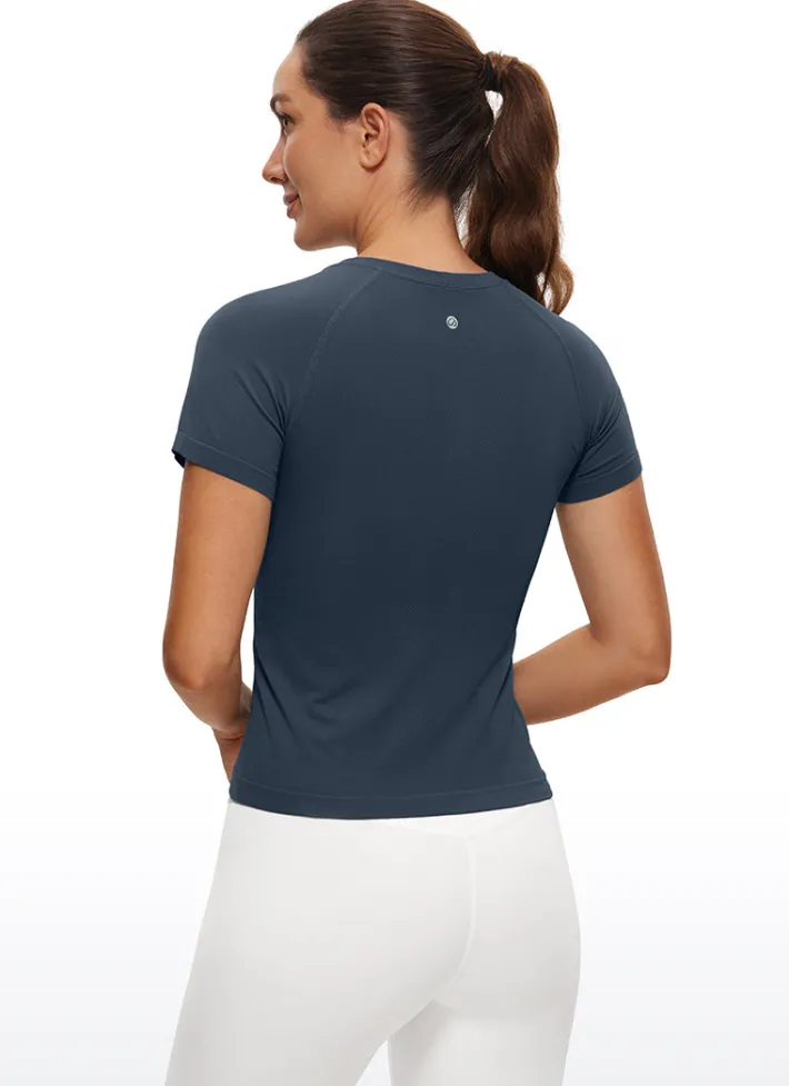 Fashion CRZ YOGA Seamless High Neck Short Sleeves Waist Length