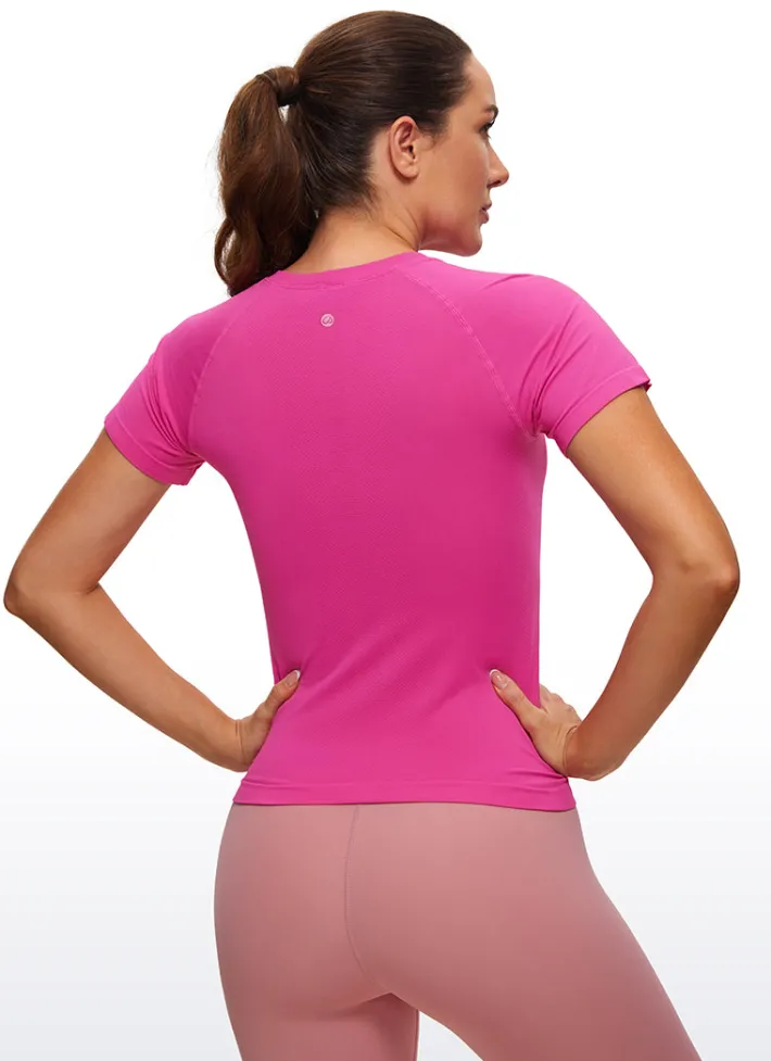 Store CRZ YOGA Seamless High Neck Short Sleeves Waist Length