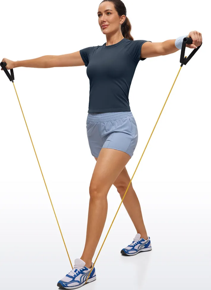 Fashion CRZ YOGA Seamless High Neck Short Sleeves Waist Length