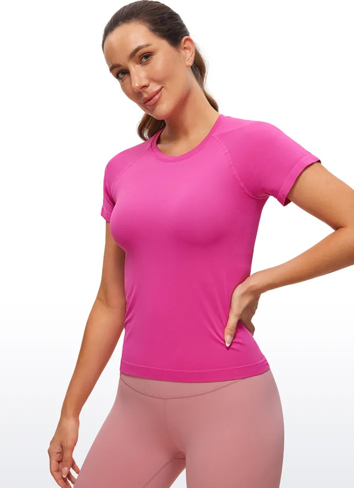 Fashion CRZ YOGA Seamless High Neck Short Sleeves Waist Length
