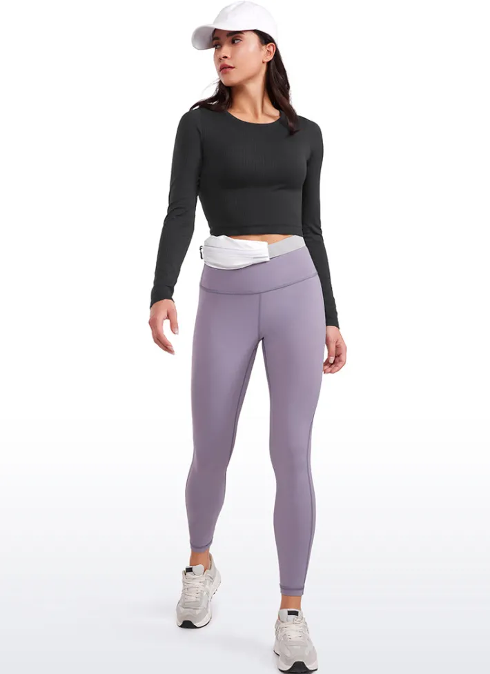 New CRZ YOGA Seamless Ribbed Double Lined Cropped Long sleeves