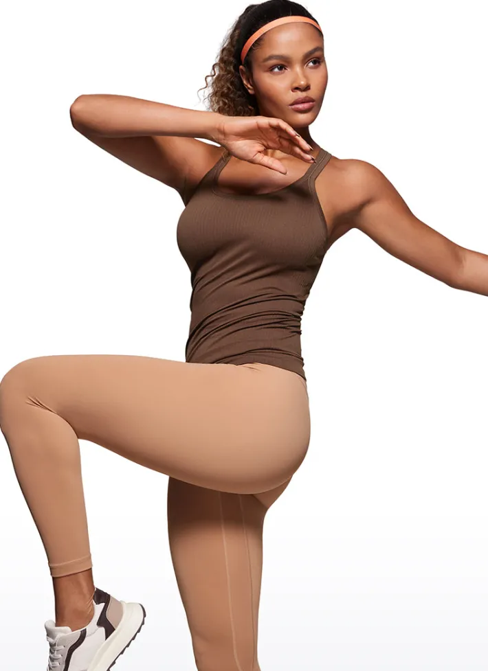 Sale CRZ YOGA Seamless Ribbed Hip Length Tanks Racerback