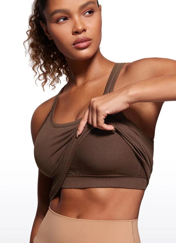 Sale CRZ YOGA Seamless Ribbed Hip Length Tanks Racerback
